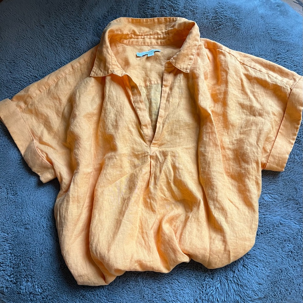 Chico's Women Linen Top - warm orange color